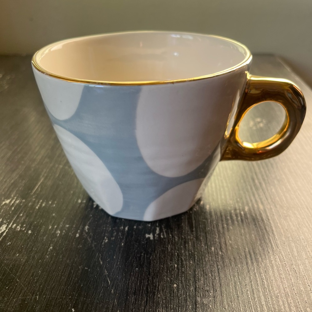YESTERYEAR FOR ANTHROPOLOGIE BY BRIDGET BODENHAM CREAM DOT MUG 3 1/2" STONEWARE - Picture 2 of 10